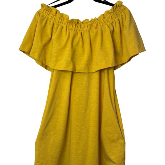 H&M yellow off-shoulder mini dress size US XS - Picture 1 of 5